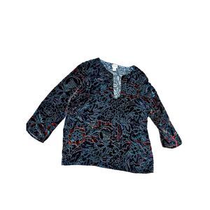 Chico’s velvet burnout top artsy boho 2 L